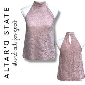 3/$20 NWT Altr’d State Dusty Rose Mauve Galoon Lace Swing Halter